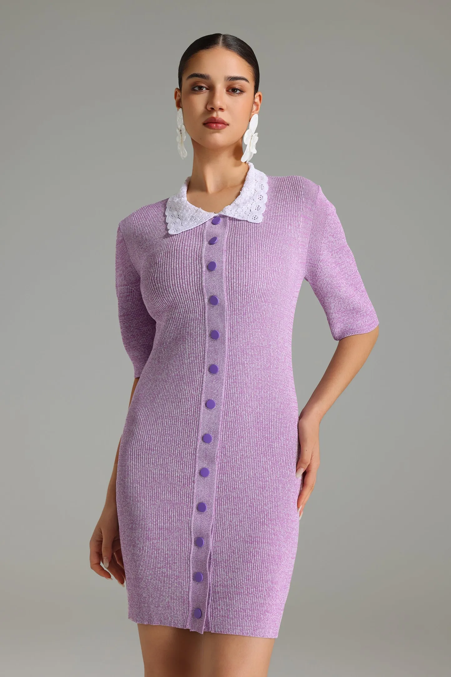 Perrine Button-Front Knitted Mini Dress