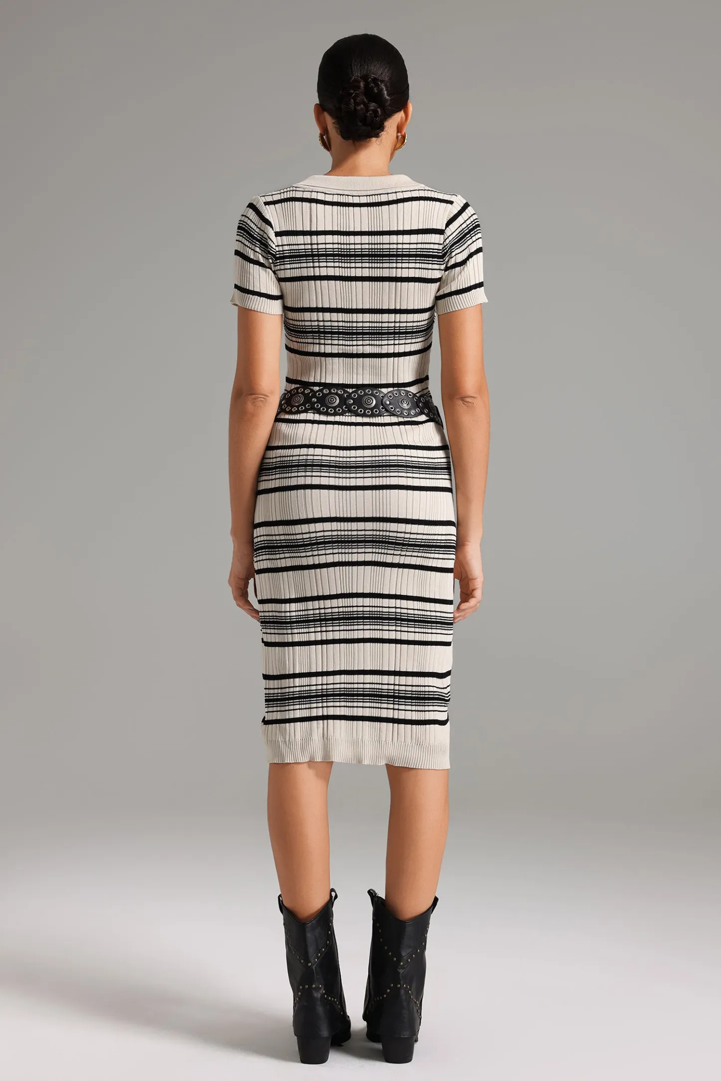 Print Polo Neck Knitted Dress