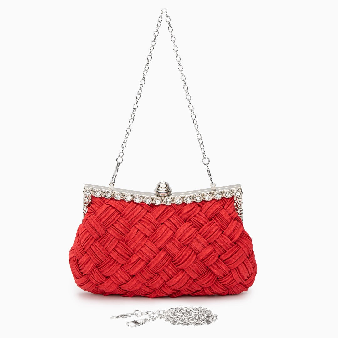 Giselle Braided Rhinestone Clutch Bag