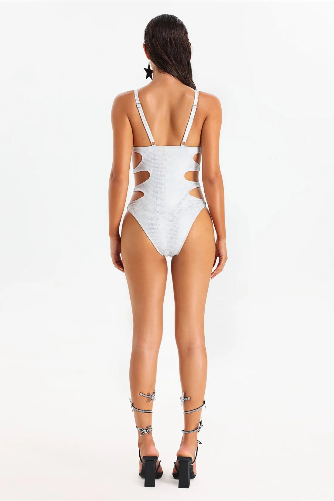 Samira Metallic Shiny Cut Out Swimsuit