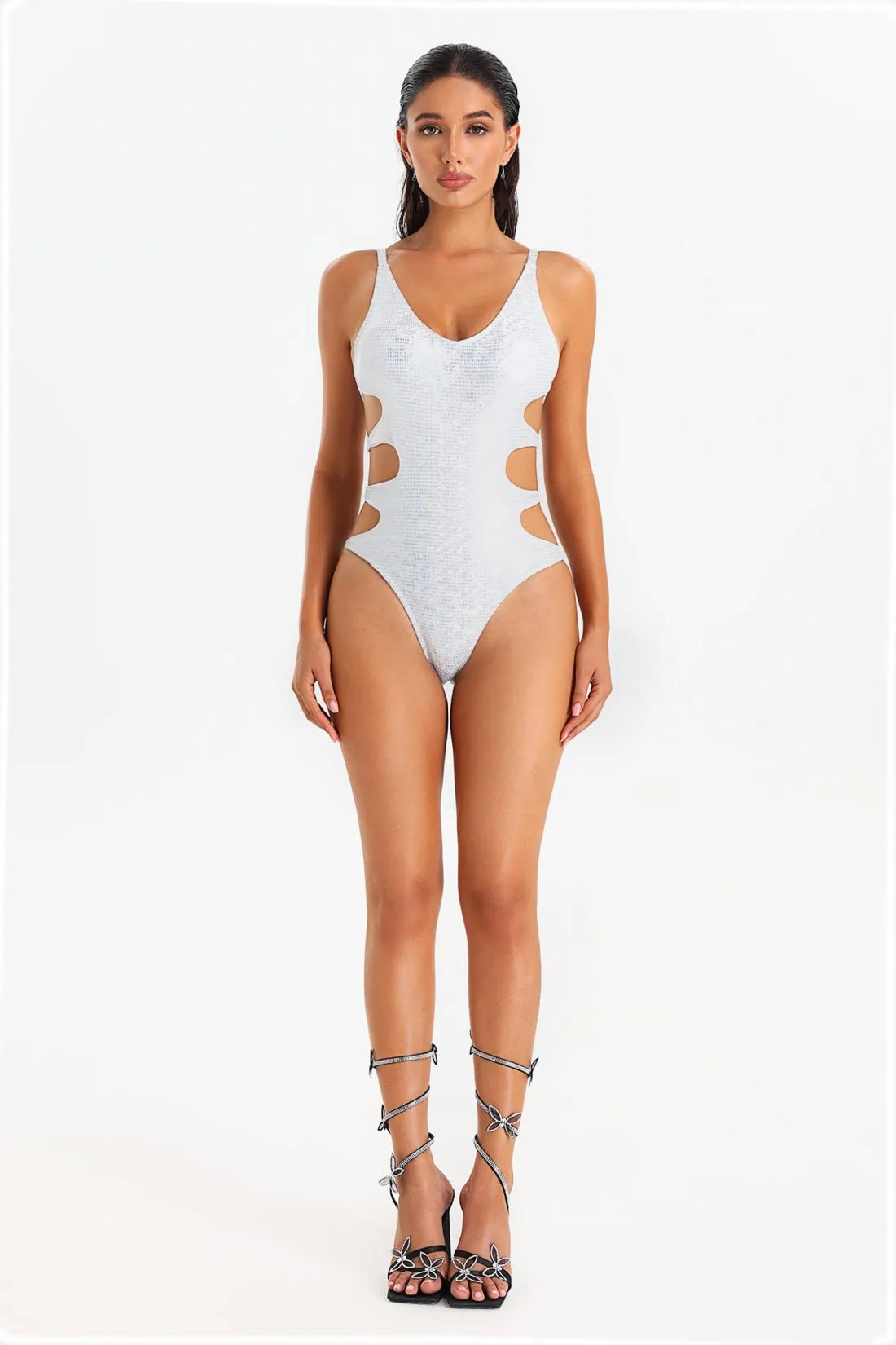 Samira Metallic Shiny Cut Out Swimsuit