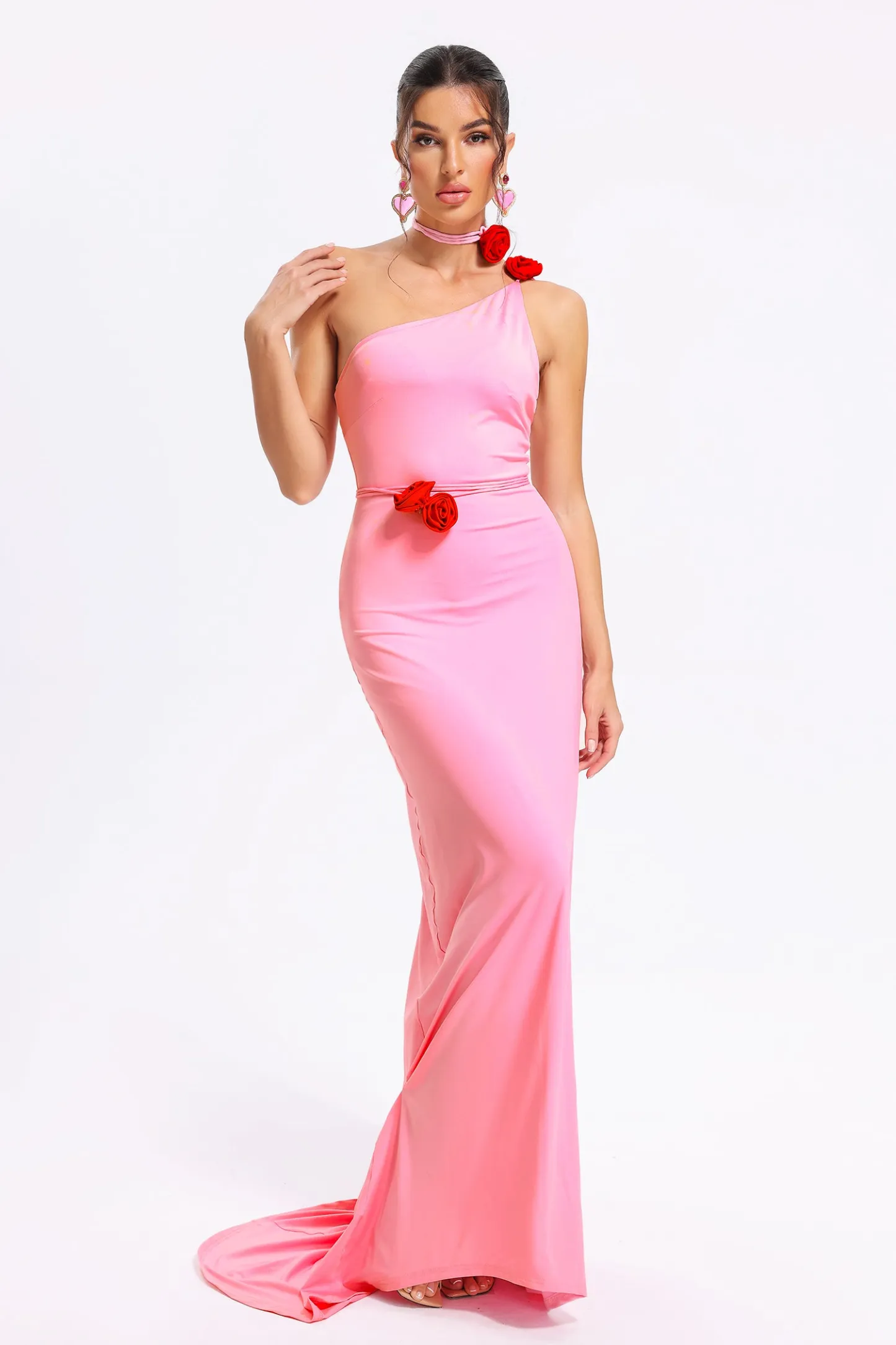 Sigrid Pink One Shoulder Maxi Dress