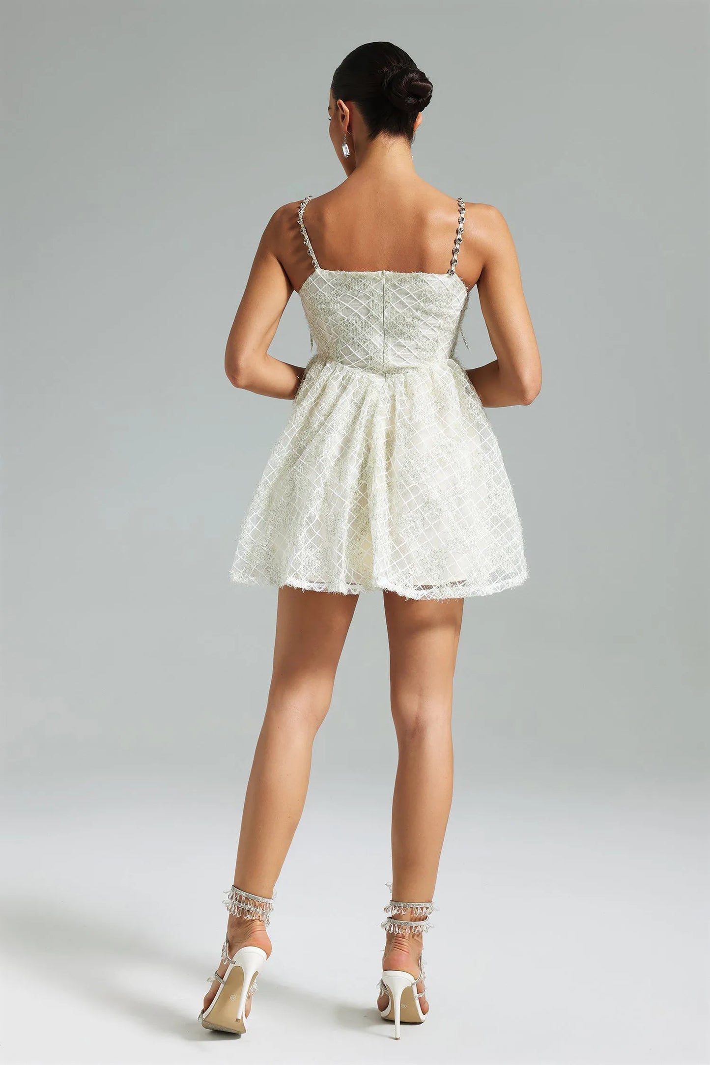 Teela Diamante Bow Mesh Mini Dress