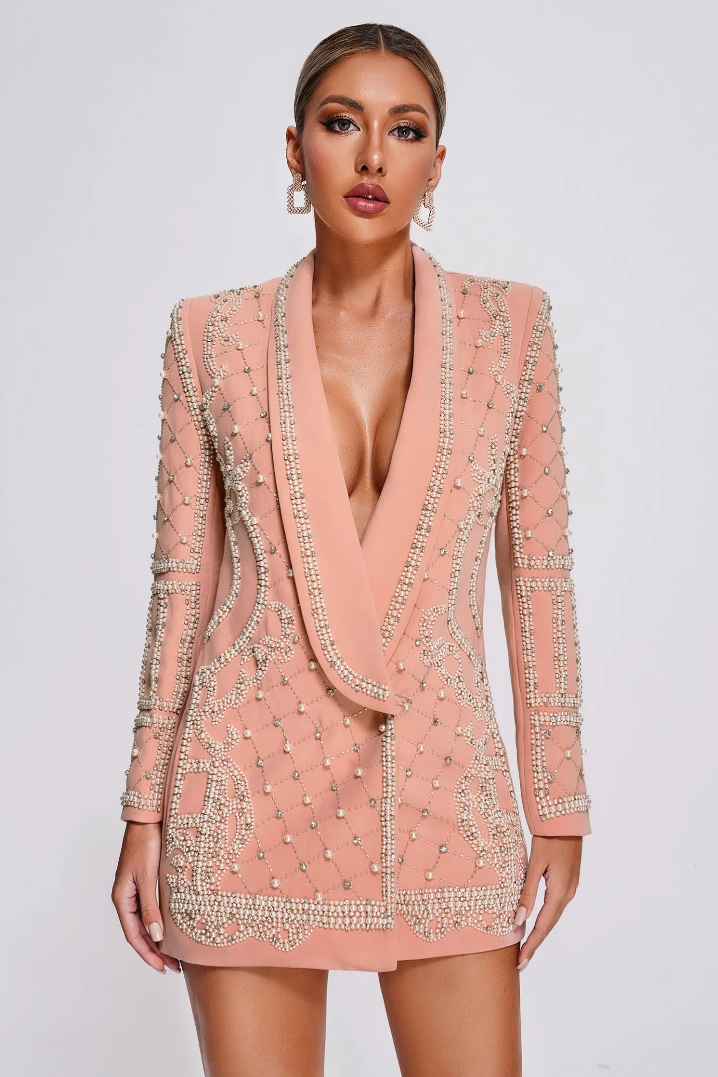 Vioky Pearl Embellished Blazer Dress