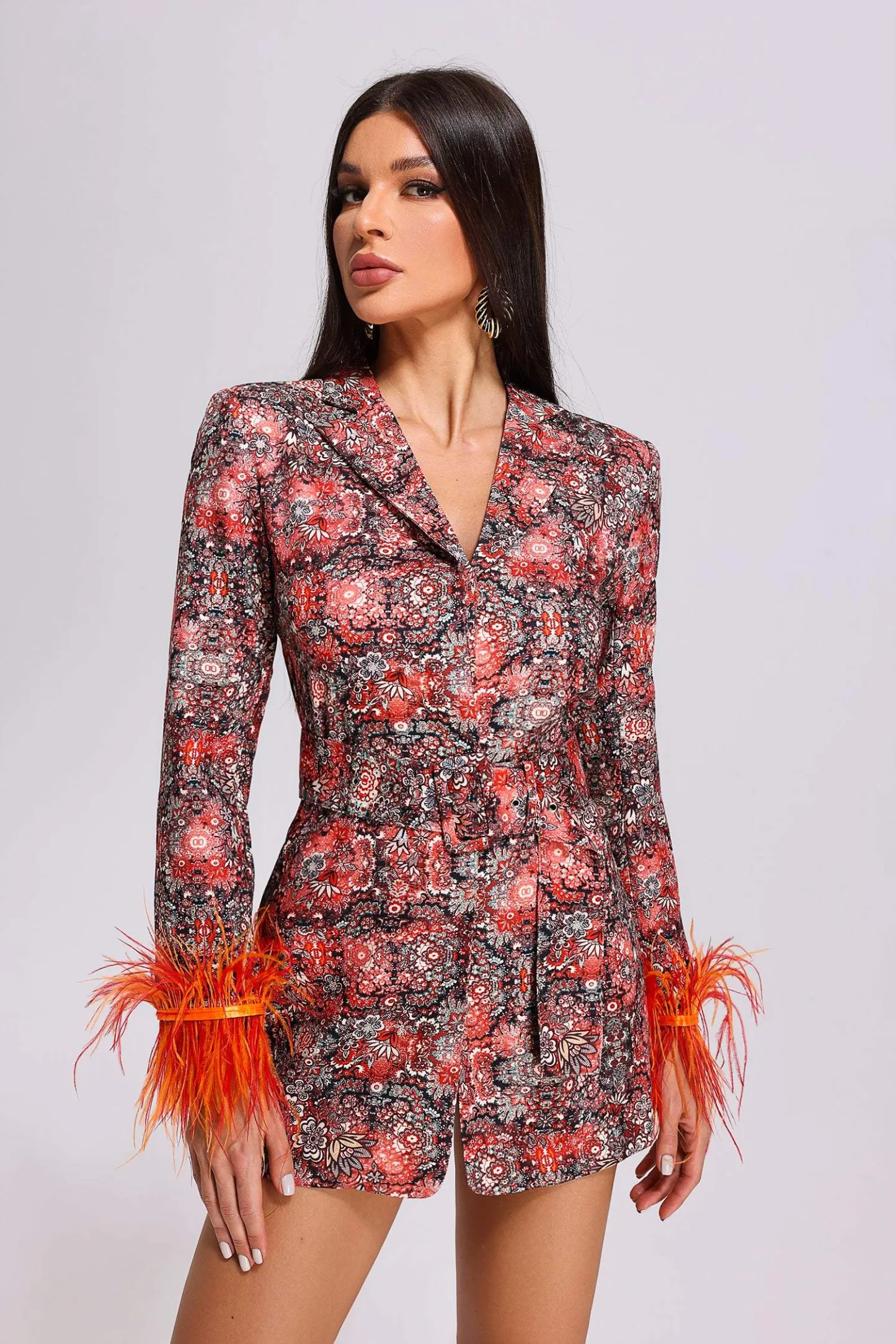 Paula Feather Printed Blazer Dress