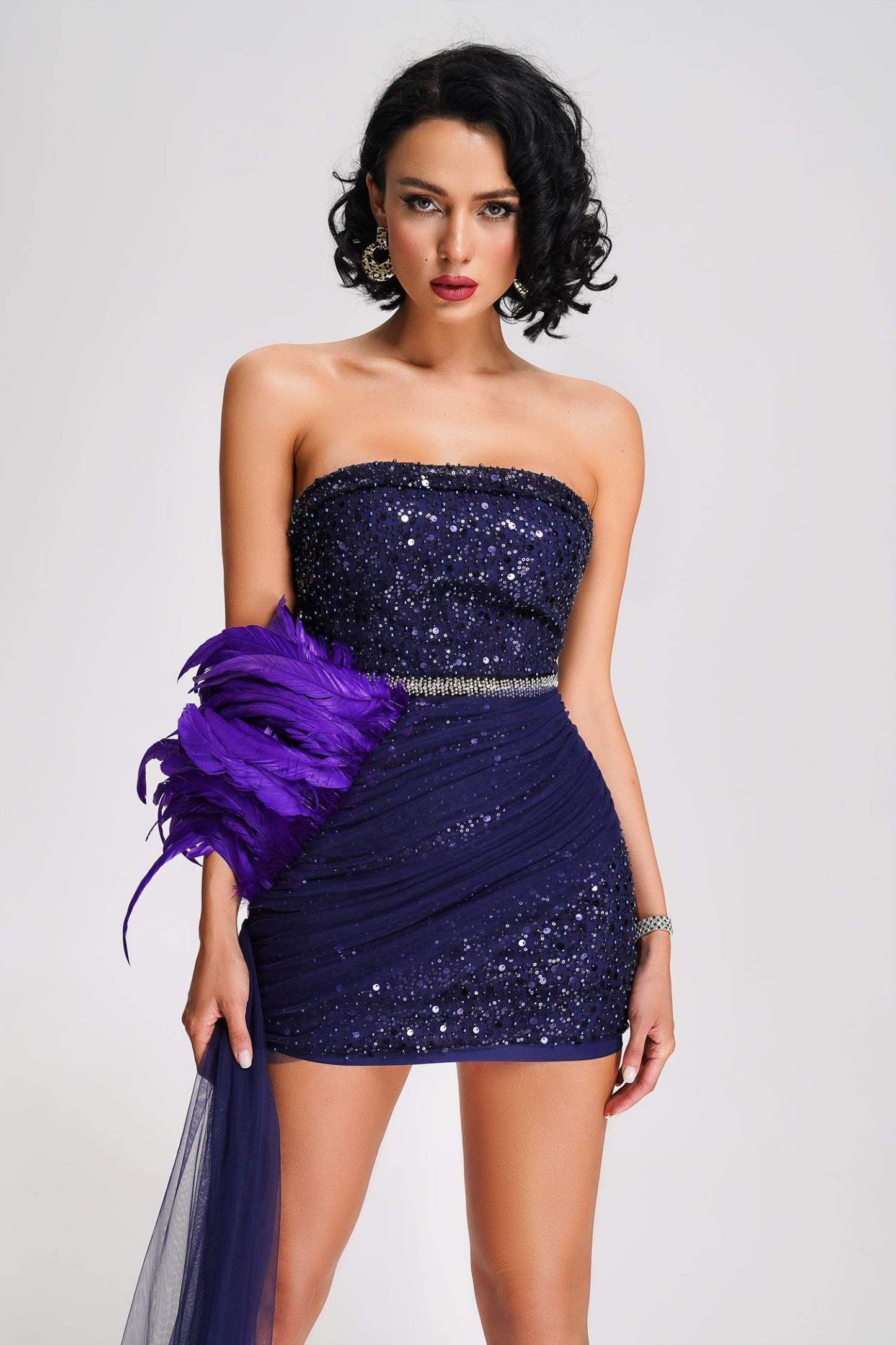 Kuka Strapless Sequin Mini Dress