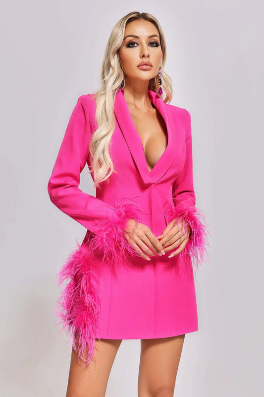 Zoiee Feather Blazer Dress