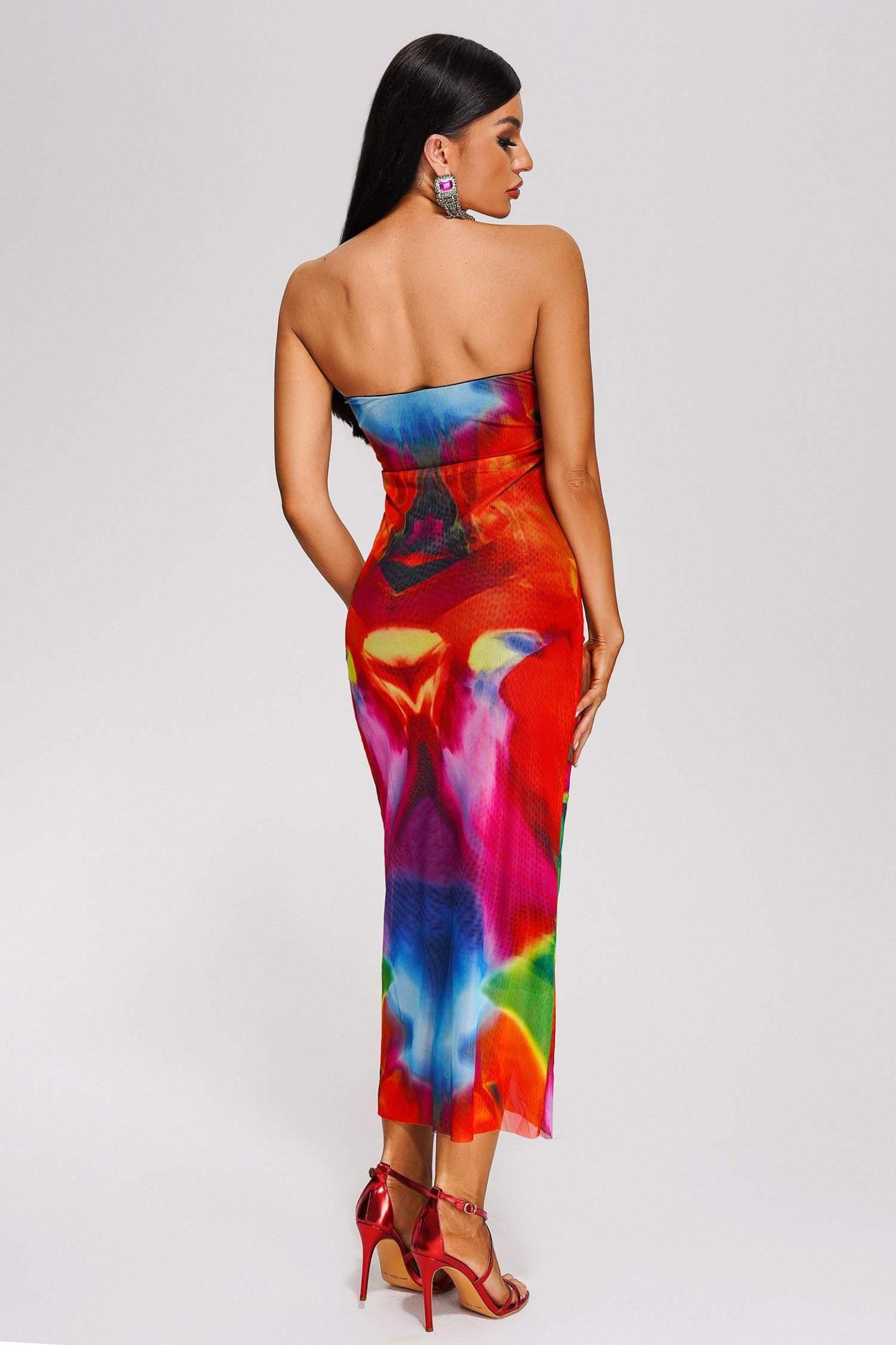 Opala Strapless Printed Midi Dress