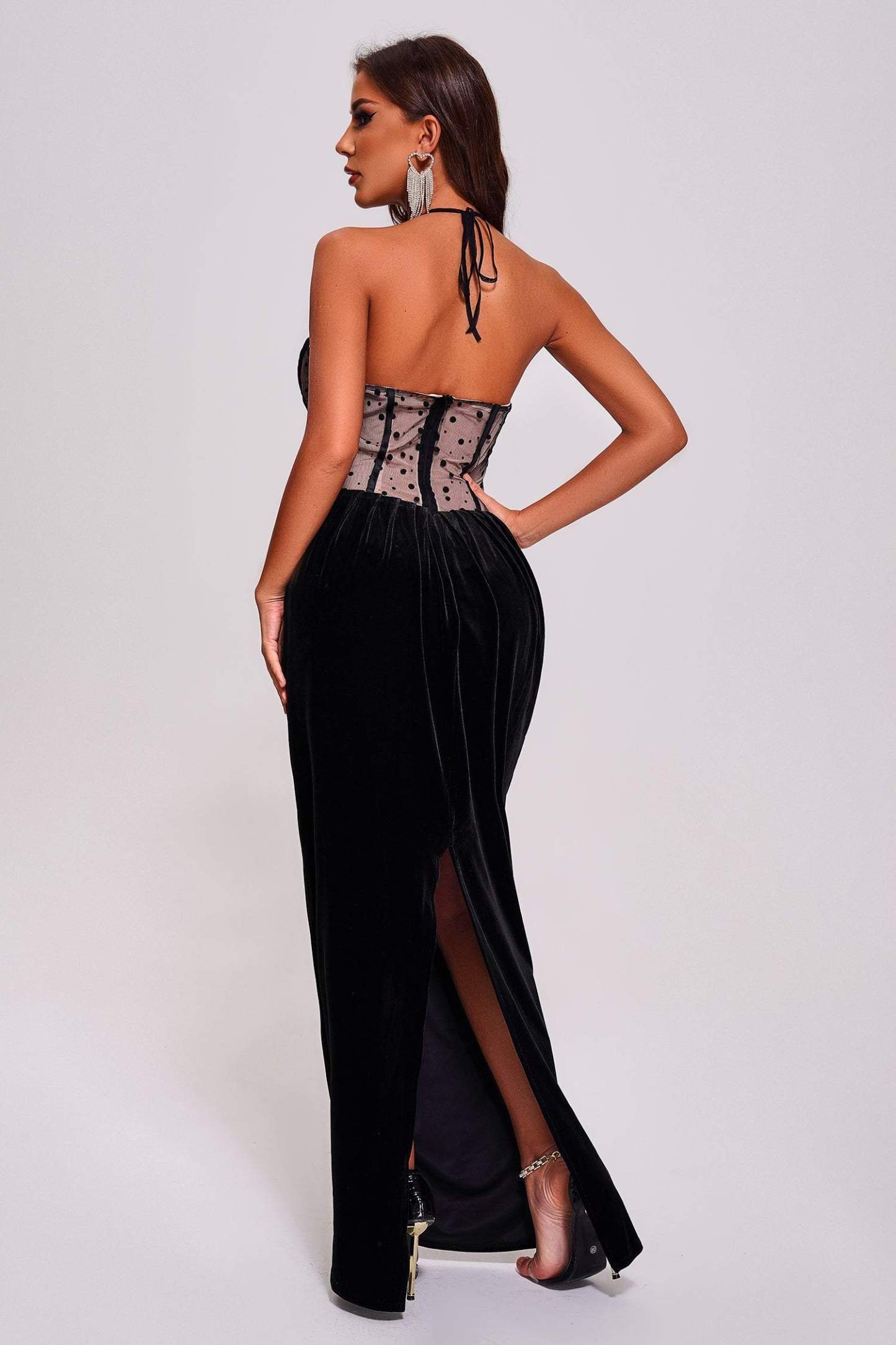 Yedda Mesh Velvet Maxi Dress