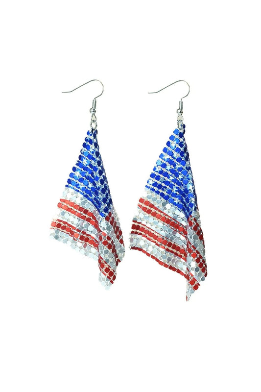 Burgundy American Flag Earrings