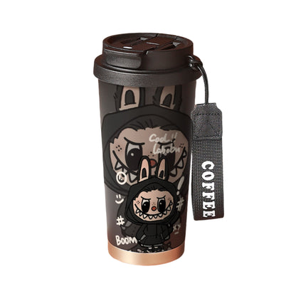 Labubu cool black hoodie design coffee tumbler with black lid