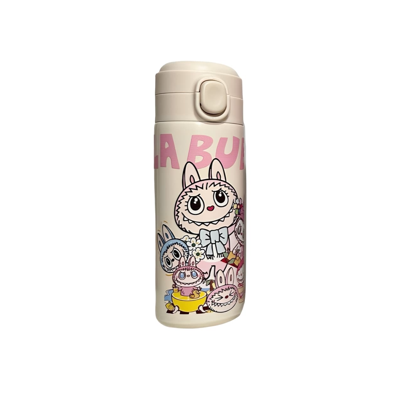 LABUBU White Cartoon Thermos Flask – Cute Bunny Character Design, BPA-Free Stainless Steel Vacuum Insulated Water Bottle, Leak-Proof Travel Mug for Hot and Cold Drinks