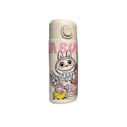 LABUBU White Cartoon Thermos Flask – Cute Bunny Character Design, BPA-Free Stainless Steel Vacuum Insulated Water Bottle, Leak-Proof Travel Mug for Hot and Cold Drinks