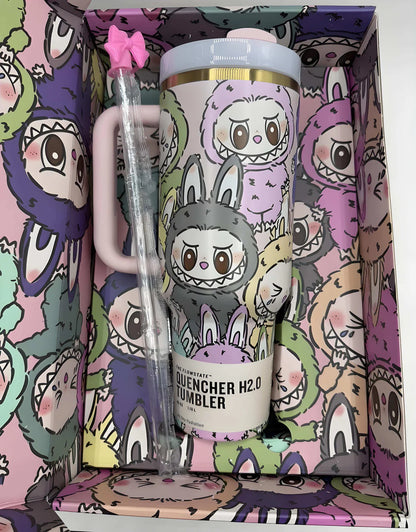 Labubu Family Tumbler inside matching patterned box