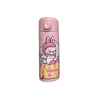 LABUBU Pink Cartoon Thermos Flask – Cotton Candy Bunny Design, BPA-Free Stainless Steel Vacuum Insulated Water Bottle, Leak-Proof Travel Mug for Hot and Cold Drinks