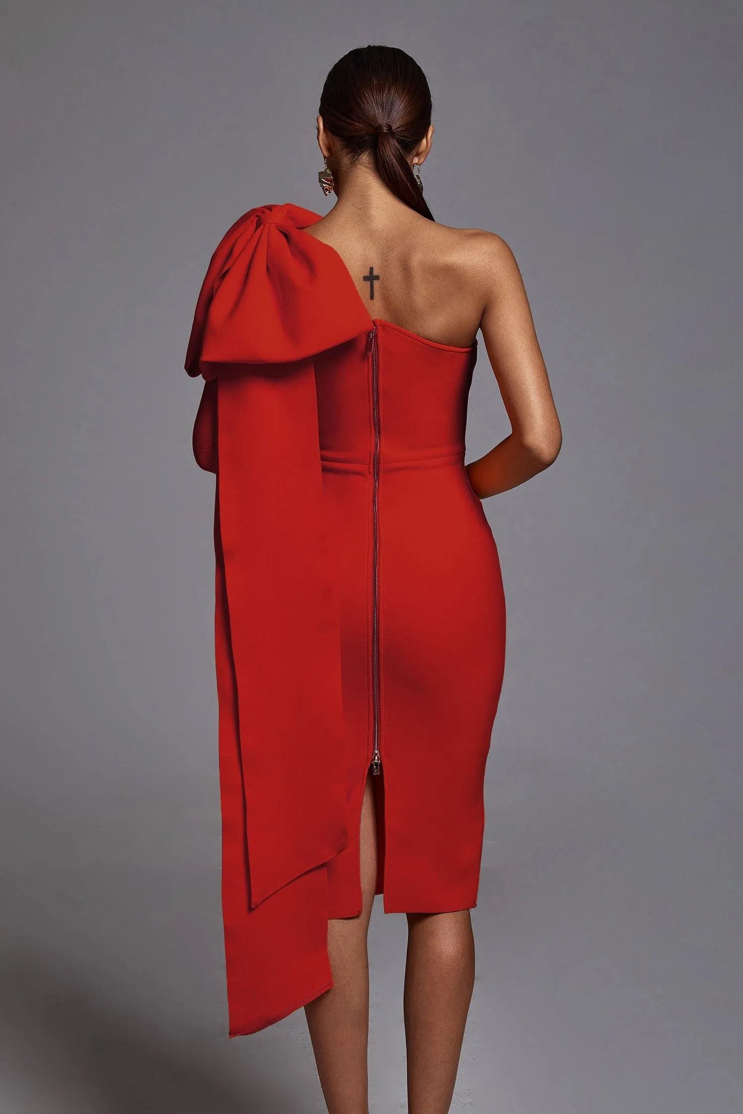 Abbey Red One Shoulder Bandage Dress