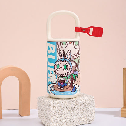 The Monsters 500ml stainless steel vacuum bottle with handle – Bubu coconut drink island cartoon design