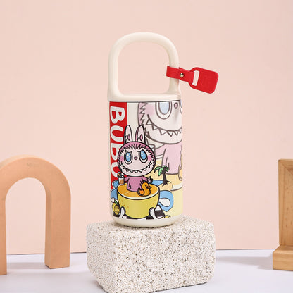 The Monsters 500ml stainless steel vacuum bottle with handle – Bubu yellow drink cartoon design