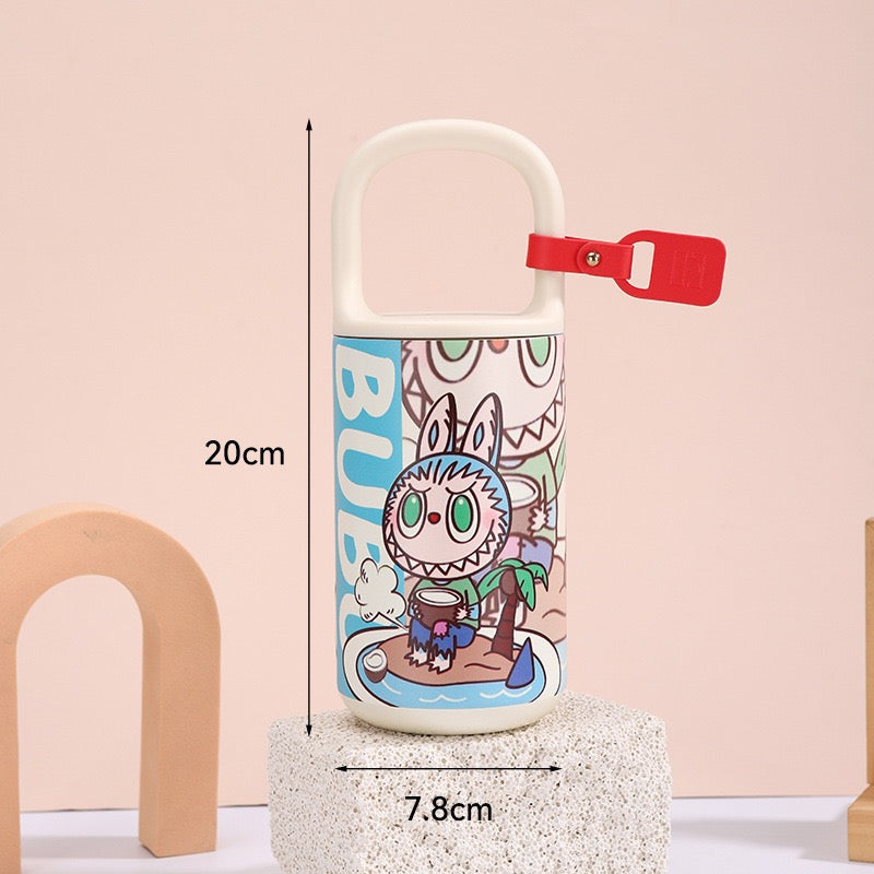 Size dimensions of The Monsters 500ml stainless steel vacuum bottle with handle – 20cm height